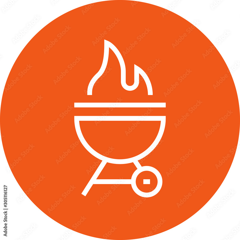 Sticker Backyard BBQ Grill Outline Icon