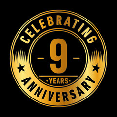 9 years anniversary celebration logo template. Nine years vector and illustration.