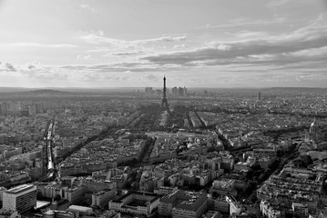 View on Eiffel Tower from Tour Montparnasse - black and white