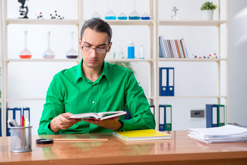 Chemistry student studying for exams