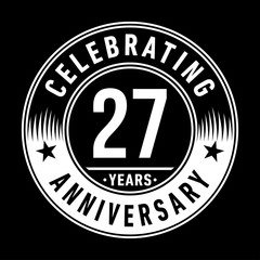 27 years anniversary celebration logo template. Twenty-seven years vector and illustration.