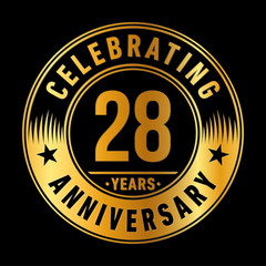 Fototapeta premium 28 years anniversary celebration logo template. Twenty-eight years vector and illustration.