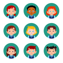 happy cute kids boy and girl avatar face