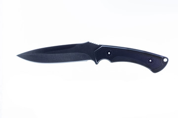 Big black army knife. Knife for the military. Knife isolate.