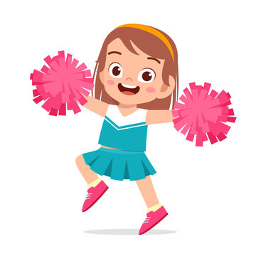happy cute girl wear cheerleader cute uniform
