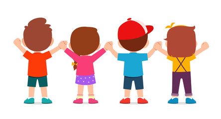 Fototapeta premium happy cute kids boy and girl holding hand