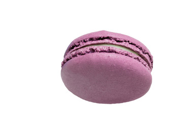 Tasty lilac  macaroons isolated on white background.