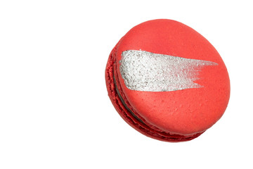 Tasty red macaroons isolated on white background.