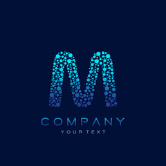M Letter Logo Science Technology. Connected Dots Design Vector