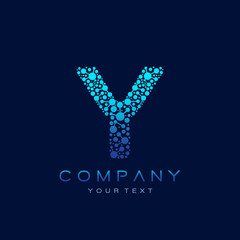 Y Letter Logo Science Technology. Connected Dots Design Vector