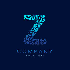 Z Letter Logo Science Technology. Connected Dots Design Vector