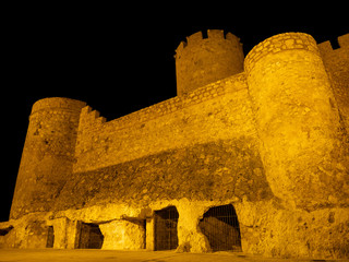 medieval castle of castalla alicante with illumination at night