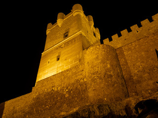 medieval castle of castalla alicante with illumination at night