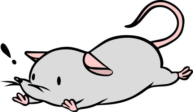 recommend clip art: 灰色の倒れたねずみのイラスト_!マーク