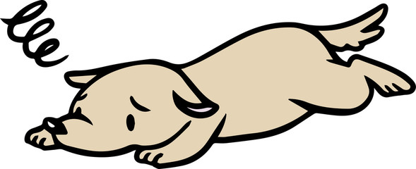 倒れたイヌのイラスト_困り顔
