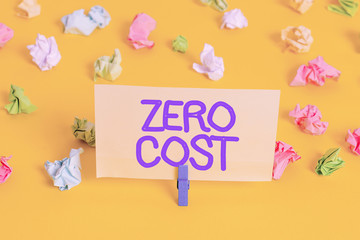 Handwriting text writing Zero Cost. Conceptual photo business decision that does not entail any...
