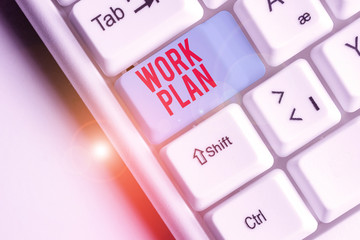 Writing note showing Work Plan. Business concept for project to be accomplished and outlines how it...