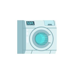 Washing machine icon isolated on yellow background. Equipment housework laundry wash clothes. Washer icon in flat style.