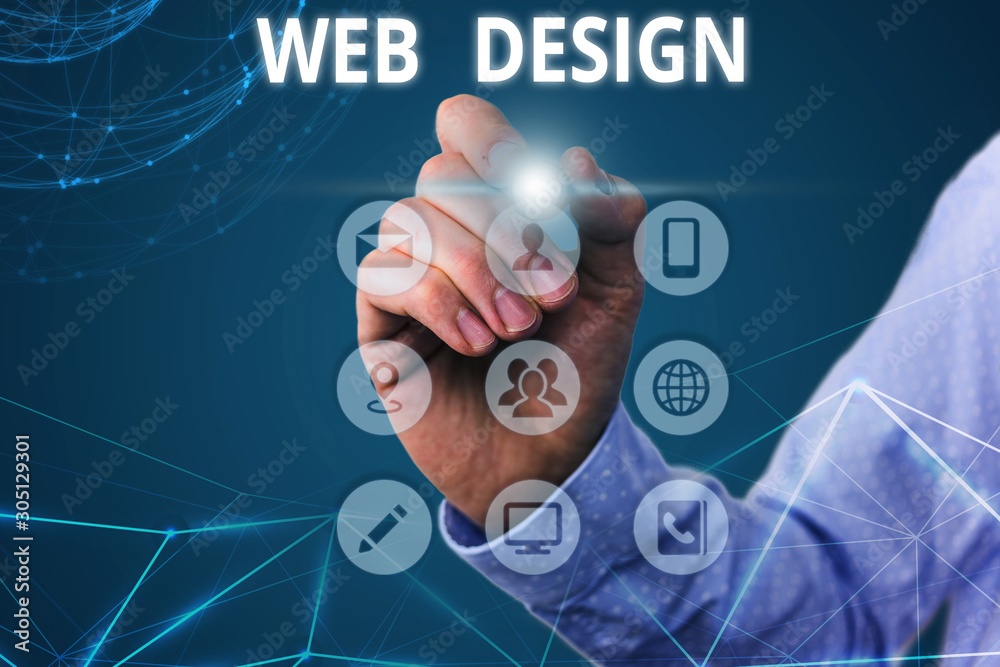 Poster conceptual hand writing showing web design. concept meaning website development designing and proces