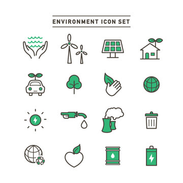 ENVIRONMENT ICON SET - green energy icon set