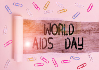 Conceptual hand writing showing World Aids Day. Concept meaning 1st December dedicated to raising...