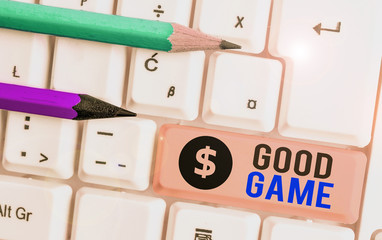 Text sign showing Good Game. Business photo text term frequently used in multiplayer gaming at the end of a match