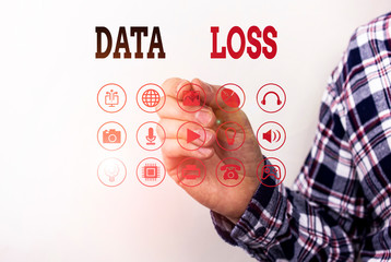 Conceptual hand writing showing Data Loss. Concept meaning process or event that results in data being corrupted and deleted