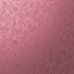 rose gold metallic plate with floral design embossed for creative festive backgrounds, backdrops and elegant surface design templates