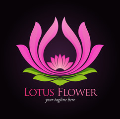 Vector abstract, Lotus flower symbol with black background.