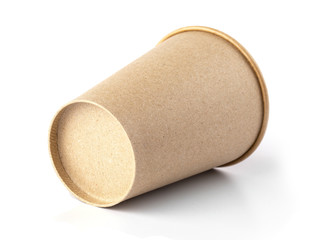 empty paper coffee cup on white