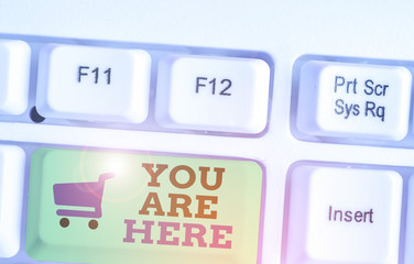 Text sign showing You Are Here. Business photo showcasing This is your location reference point...