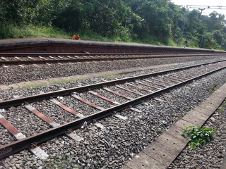 Naklejka premium railway in forest