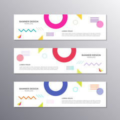 Fototapeta premium Banner with minimal design, cool geometric memphis background, Applicable for Banners, Header, Footer, Advertising