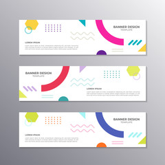 Banner with minimal design, cool geometric memphis background, Applicable for Banners, Header, Footer, Advertising