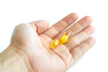 Good fatty fish oil and vitamin E supplements, health and body.
