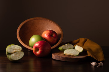 Apples in Wooden Bowl on Table