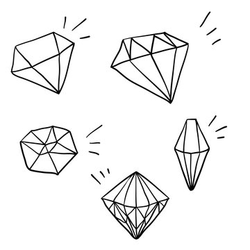 doodle diamond illustration vector with hand drawn cartoon style vector