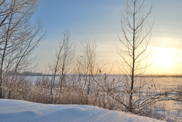 Evening on the Irtysh River, Omsk region, Siberia, Russia