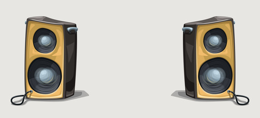 two cartoon speakers on wide background © ifh85