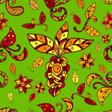 Floral colorful abstract seamless vector pattern