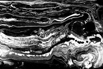 Obraz premium Black and white abstract background. Liquid marble pattern. Monochrome texture.