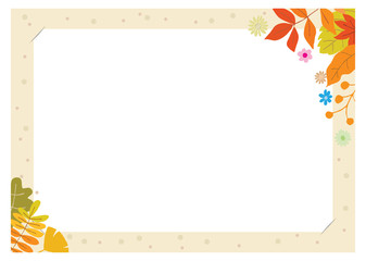 a colorful array of autumn leaves. A space for writing a quadrilateral in the center.