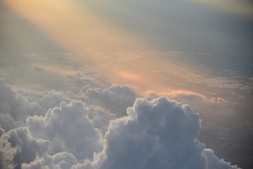 sky with clouds and ray light