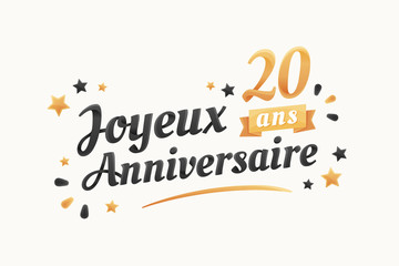 Obraz premium Joyeux Anniversaire - 20 ans - Carte de vœux