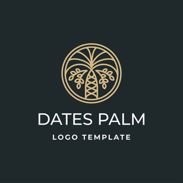 Luxury dates palm logo template