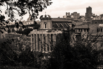 Black and White Roman forum constructions