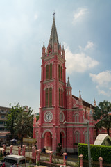 Fototapeta na wymiar Vertical image of Than Dinh Church at Ho Chi Minh City