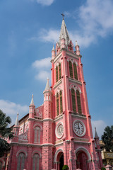 Fototapeta na wymiar Vertical image of Than Dinh Church at Ho Chi Minh City