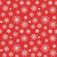 Snowflake seamless vector background pattern.