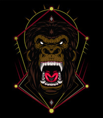 vector gorilla. Head of a gorilla with angry face. Big Gorilla mascot © AGORA